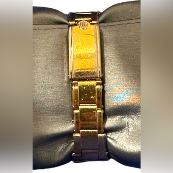 ROLEX Men's Oyster Date Gold-Plated Watch, Black Dial, Ref. 3131, 1950s. - Picture 14 of 16